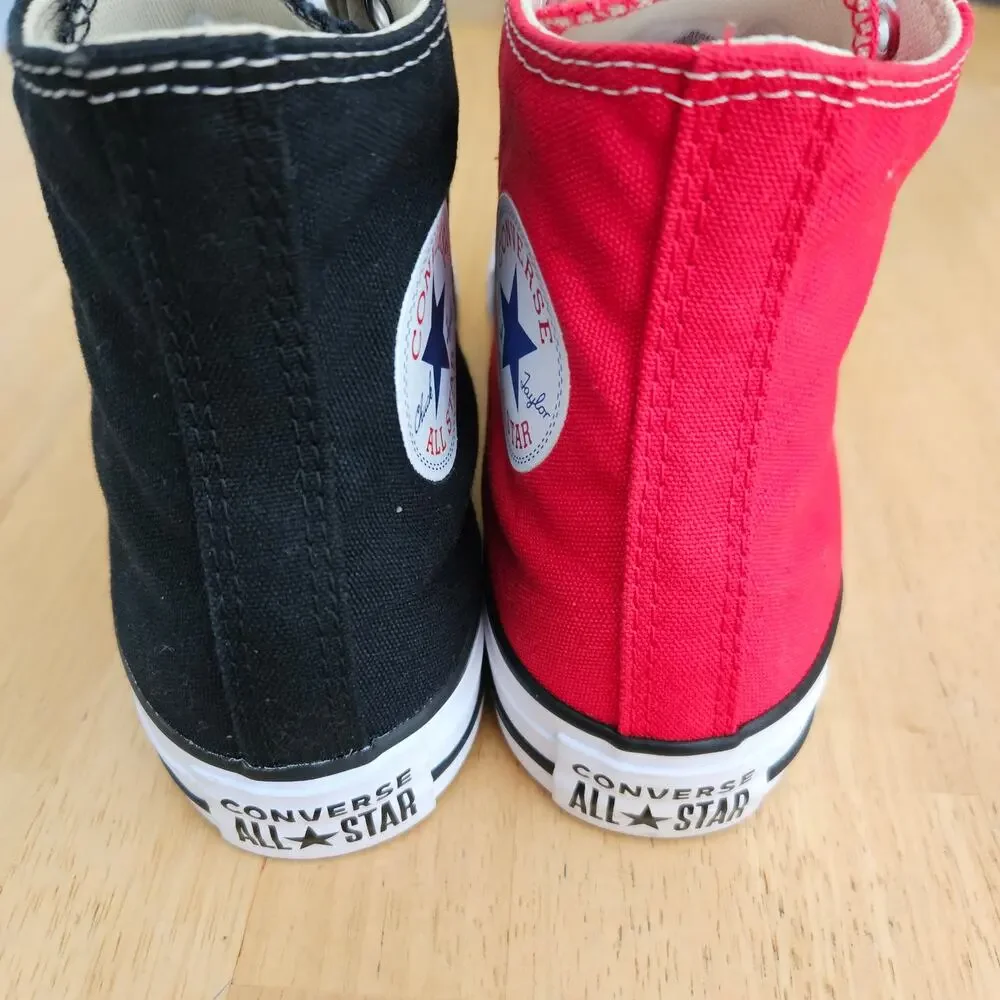 Converse Chuck Taylor All Star High Top Sneakers One Red One Black Sz M5 W7 EUC